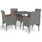 Set Mobili da Pranzo da Giardino 5 pz Grigio Polyrattan Acacia